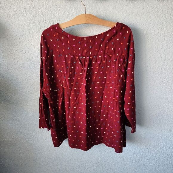 Maeve by anthropologie colorfull embroidery polka dots boho blouse Top - Picture 9 of 14